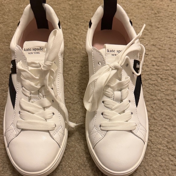 Kate Spade White Sneakers with Black Stripes - Picture 2 of 7